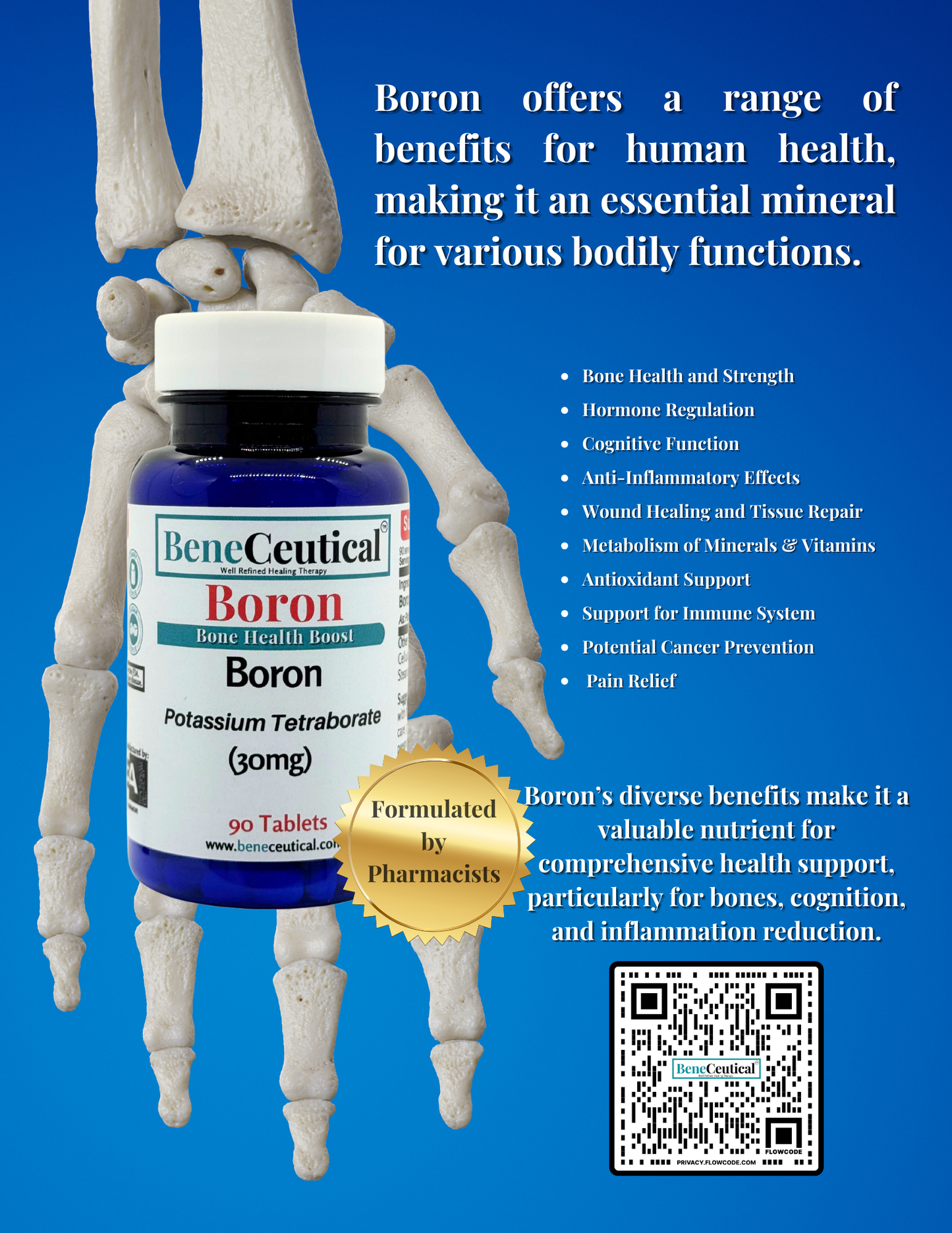 Boron Bone Health Boost Healthy Bones Osteoporosis Inflammation Flexibility Aging Joints Skeletal System Support Dietary Supplement