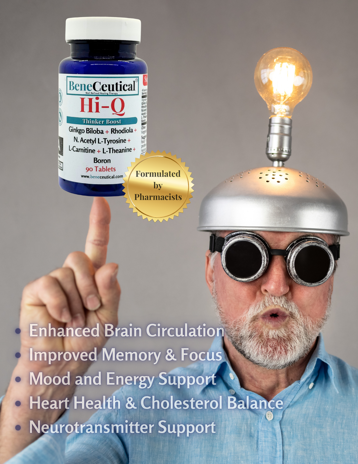 Hi-Q Thinker Boost Brain Cognition Mental Fatigue Focus Brain Longevity Neuroprotection Enhanced Mental Well-Being Support Dietary Supplement
