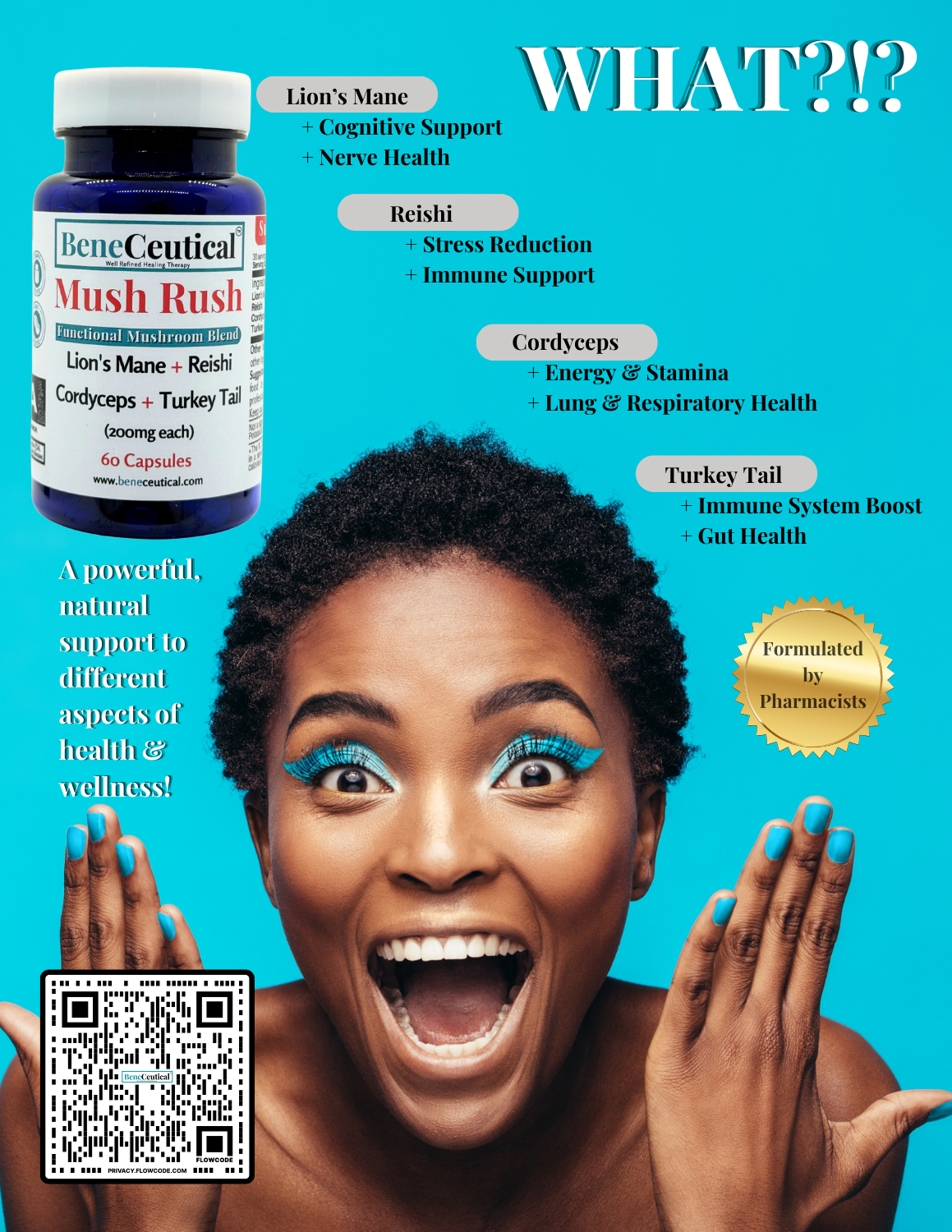Mush Rush Functional Mushrooms Mental Clarity Immune Stamina Physical Performance Gut Health Dietary Supplement