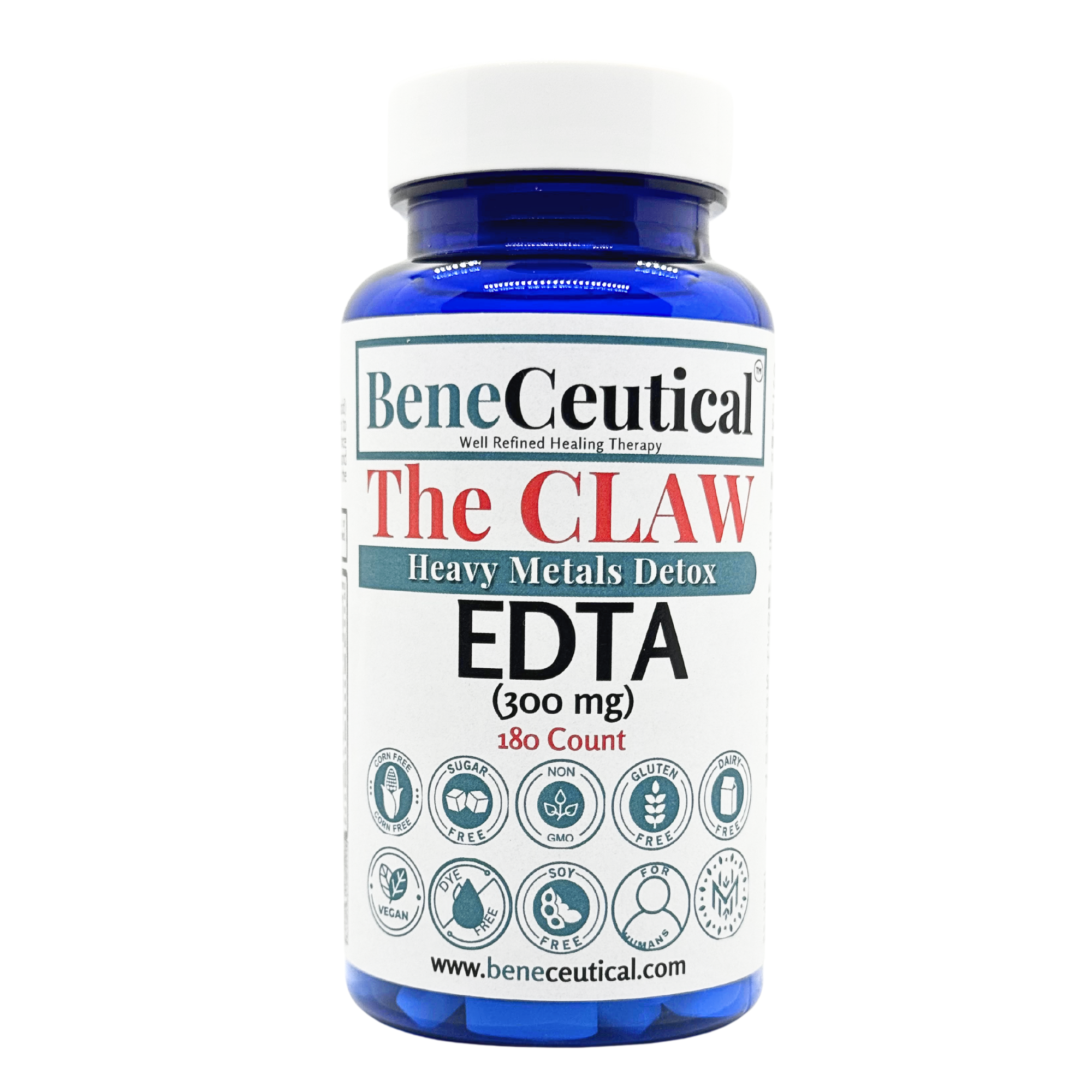 The CLAW Heavy Metals Detox EDTA 300mg 180ct Beneceutical