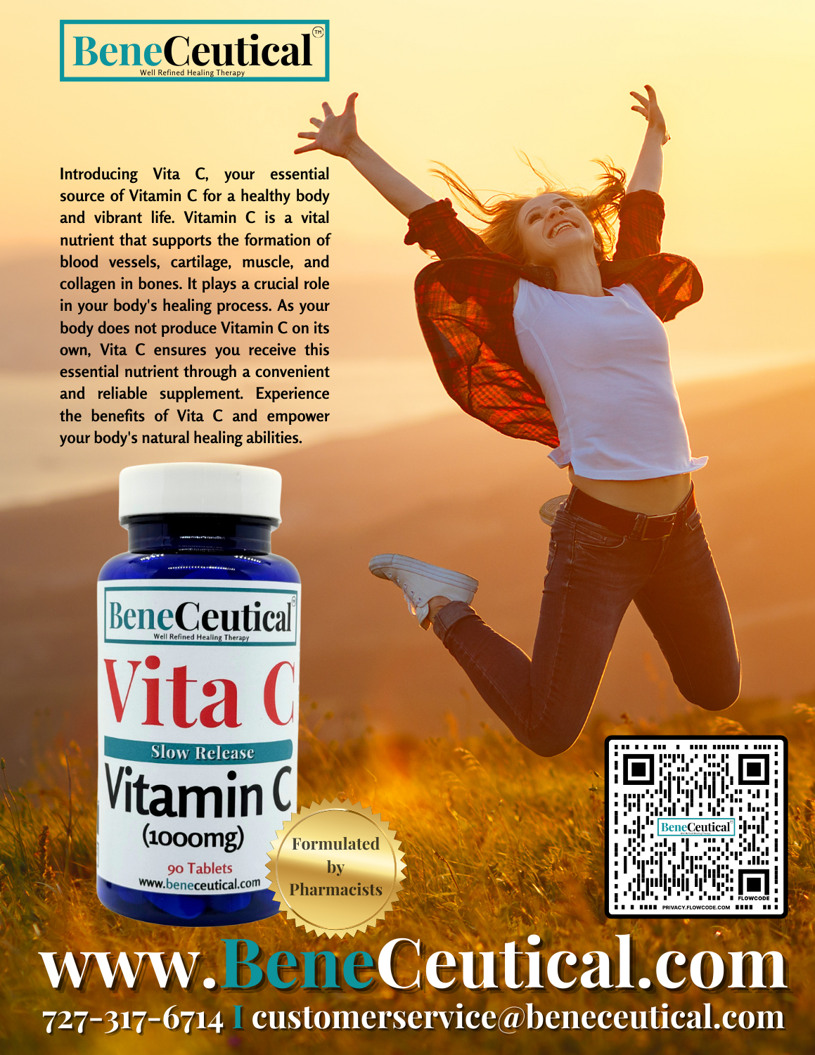 Vita C Slow-Release Vitamin C Collagen Immune Antioxidant Support Dietary Supplement
