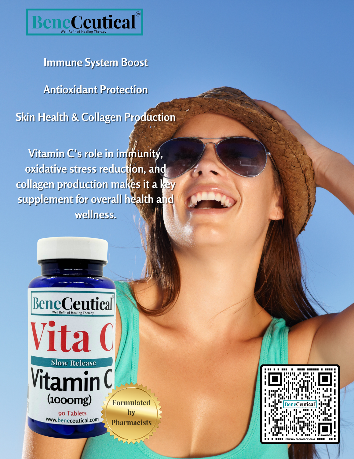 Vita C Slow-Release Vitamin C Collagen Immune Antioxidant Support Dietary Supplement