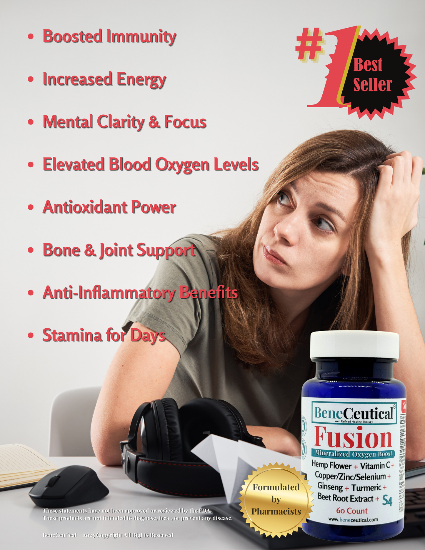 Fusion Mineralized Oxygen Boost Breathing Lung Function Cough Blood Oxygen Energy Vitality Support Dietary Supplement