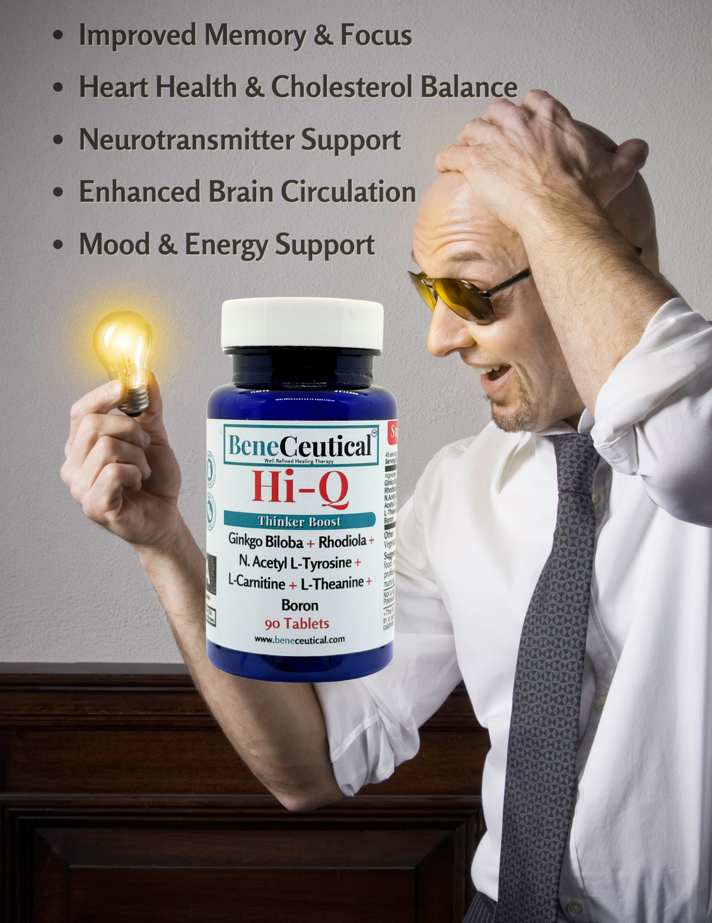 Hi-Q Thinker Boost Brain Cognition Mental Fatigue Focus Brain Longevity Neuroprotection Enhanced Mental Well-Being Support Dietary Supplement